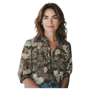 G. Lance sheer button down  blouse size small